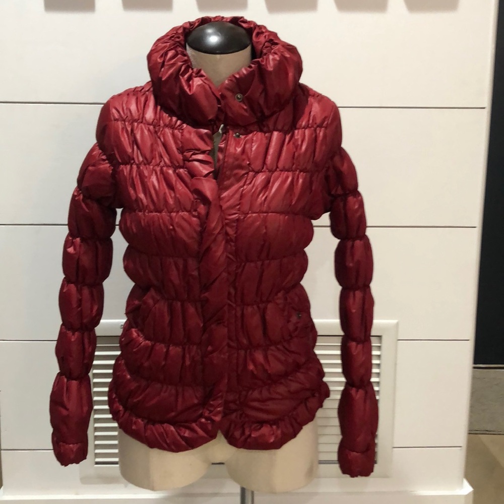 Beautiful Red Zip Button Mini Puffer Jacket - image 1